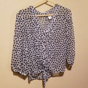 Chiffon Button Up Blouse with Tie